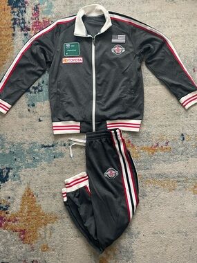 Houston Rockets Black dark gray Track Jacket & Pants Set with Red-White Stripes